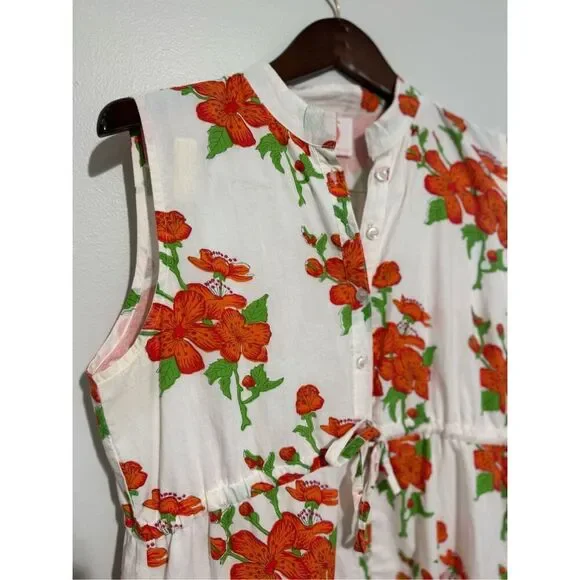 Victoria Dunn Magnolia Flutter Floral Sleeve Dress Size Medium Button - Picture 4 of 13